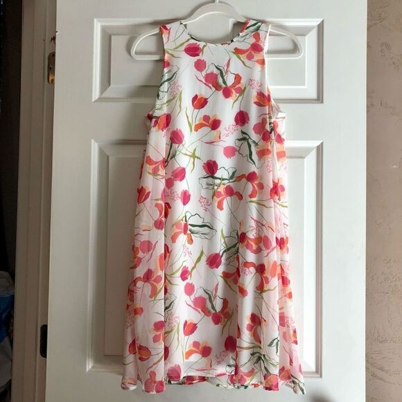 Tommy Hilfiger White Shift Dress Pink Flowers Size 4 - Picture 1 of 10